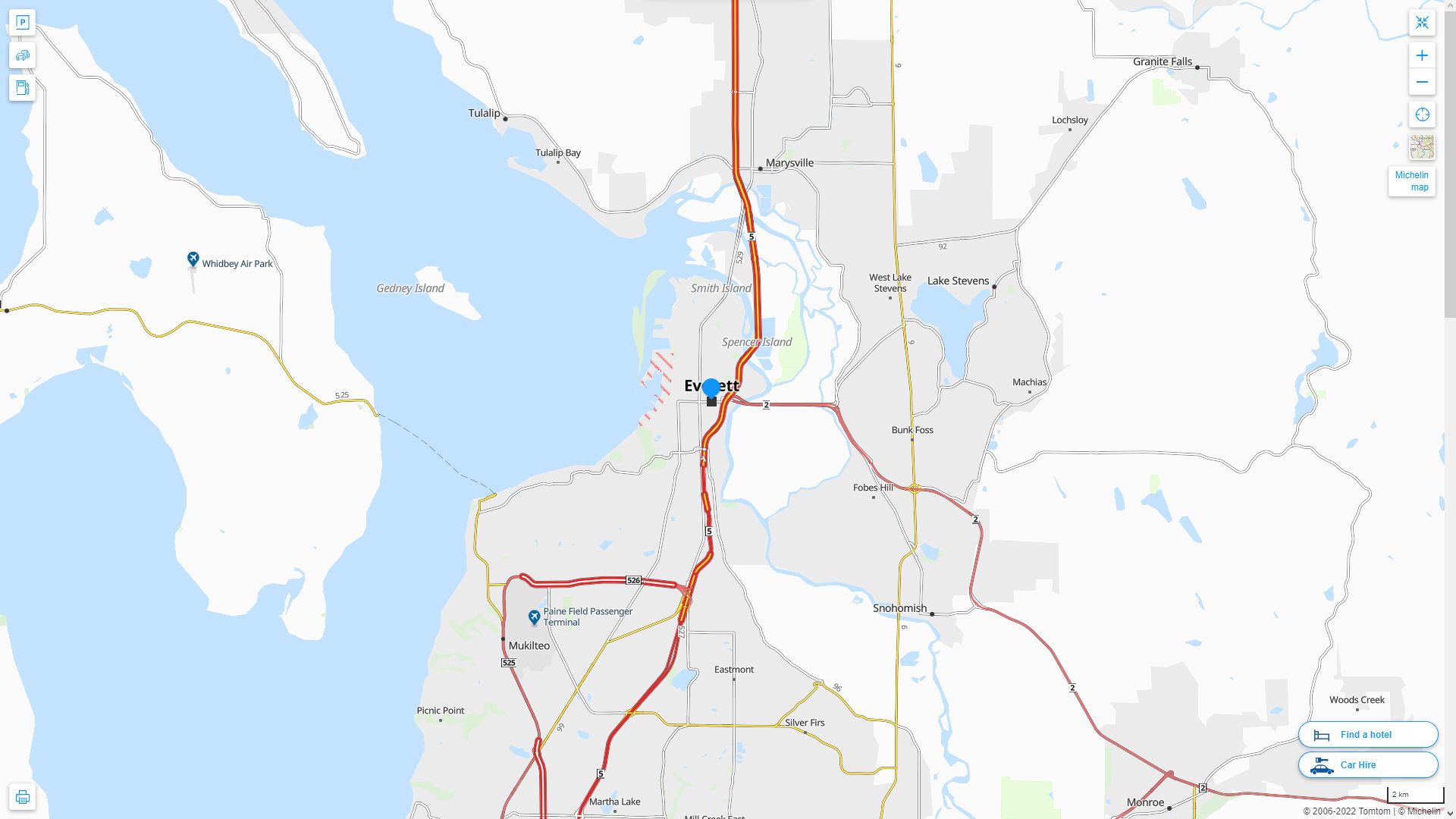 Everett Washington Highway and Road Map